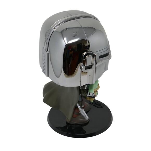 Funko Pop! Star Wars The Mandalorian (Chrome) & The Child Jumbo Size Bobblehead - Picture 7 of 11